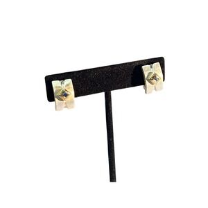 Vintage Brushed Silver Tone Blue Crystal H Clip On Earrings Feminine‎ Old Money